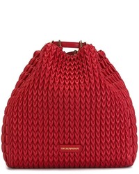Красная большая сумка с рельефным рисунком от Emporio Armani