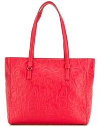 Красная большая сумка с рельефным рисунком от Salvatore Ferragamo