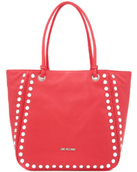 Красная большая сумка с шипами от Love Moschino