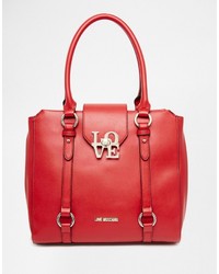 Красная большая сумка от Love Moschino