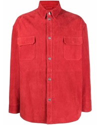 Мужская красная вельветовая рубашка с длинным рукавом от 424