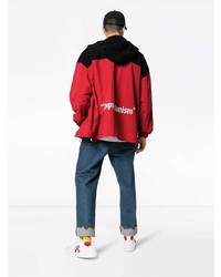 Мужская красная ветровка с принтом от Off-White