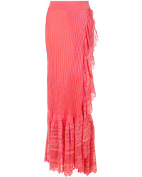 Красная вязаная длинная юбка от Cecilia Prado