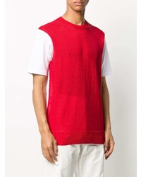 Мужская красная вязаная футболка с круглым вырезом от Junya Watanabe MAN