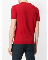 Мужская красная вязаная футболка с круглым вырезом от Roberto Collina