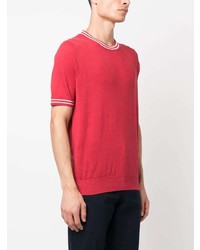 Мужская красная вязаная футболка с круглым вырезом от Brunello Cucinelli