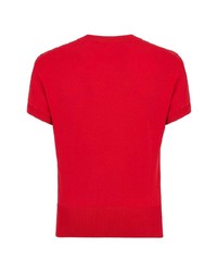 Мужская красная вязаная футболка с круглым вырезом от Fendi
