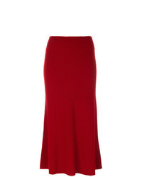 Красная вязаная юбка-миди