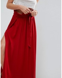Красная длинная юбка с разрезом от Asos