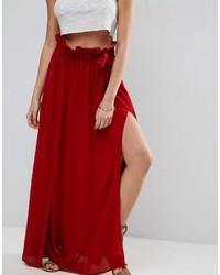 Красная длинная юбка с разрезом от Asos