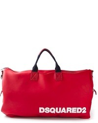 Мужская красная дорожная сумка из плотной ткани от DSquared