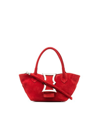Красная замшевая большая сумка с украшением от Dorateymur