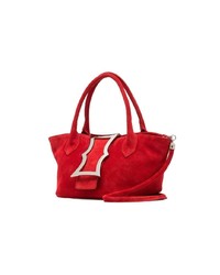 Красная замшевая большая сумка с украшением от Dorateymur