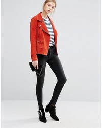 Женская красная замшевая косуха от Vila