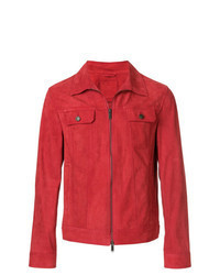 Красная замшевая куртка-рубашка