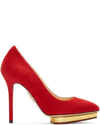 Красная замшевая обувь от Charlotte Olympia