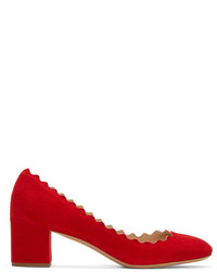 Красная замшевая обувь от Chloé