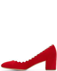 Красная замшевая обувь от Chloé