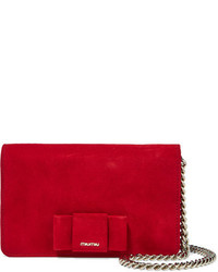 Красная замшевая сумка через плечо с украшением
