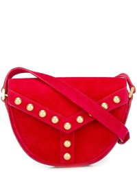 Женская красная замшевая сумка от Saint Laurent