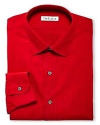 Красная классическая рубашка в вертикальную полоску