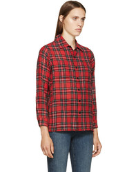 Женская красная классическая рубашка в шотландскую клетку от Saint Laurent