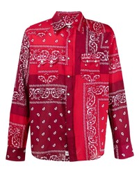 Мужская красная классическая рубашка с "огурцами" от Re-Worked