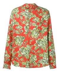 Красная классическая рубашка с цветочным принтом