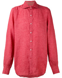 Мужская красная классическая рубашка от Isaia