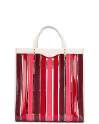 Красная кожаная большая сумка в вертикальную полоску от Anya Hindmarch