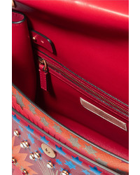 Красная кожаная большая сумка в стиле пэчворк от Valentino