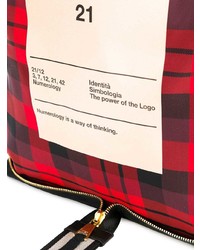 Красная кожаная большая сумка в шотландскую клетку от N°21