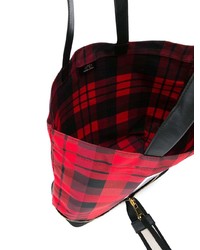 Красная кожаная большая сумка в шотландскую клетку от N°21