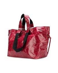 Красная кожаная большая сумка с вышивкой от Isabel Marant