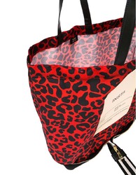 Красная кожаная большая сумка с леопардовым принтом от N°21