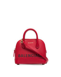 Красная кожаная большая сумка с принтом от Balenciaga