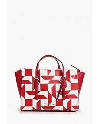 Красная кожаная большая сумка с принтом от Calvin Klein