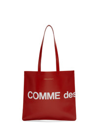 Красная кожаная большая сумка с принтом от Comme des Garcons Wallets