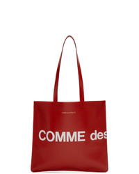 Мужская красная кожаная большая сумка с принтом от Comme des Garcons Wallets