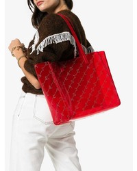 Красная кожаная большая сумка с принтом от Stella McCartney