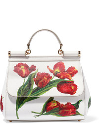 Красная кожаная большая сумка с рельефным рисунком от Dolce & Gabbana