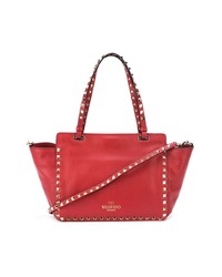Красная кожаная большая сумка с украшением от Valentino