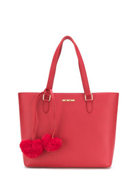 Красная кожаная большая сумка с украшением от Love Moschino