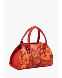 Красная кожаная большая сумка с цветочным принтом от El Masta