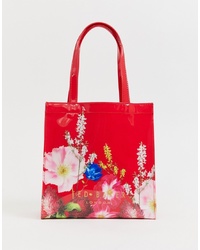 Красная кожаная большая сумка с цветочным принтом от Ted Baker