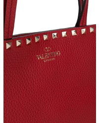 Красная кожаная большая сумка с шипами от Valentino