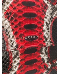Красная кожаная большая сумка со змеиным рисунком от Orciani