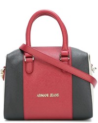 Красная кожаная большая сумка от Armani Jeans