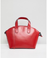Красная кожаная большая сумка от ASOS DESIGN