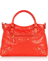 Красная кожаная большая сумка от Balenciaga